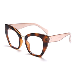 Square Cat Eye Optical Glasses Frames Anti Blue Light Blocking Glasses Women Oversized Computer Eyeglasses Unisex Eyewear