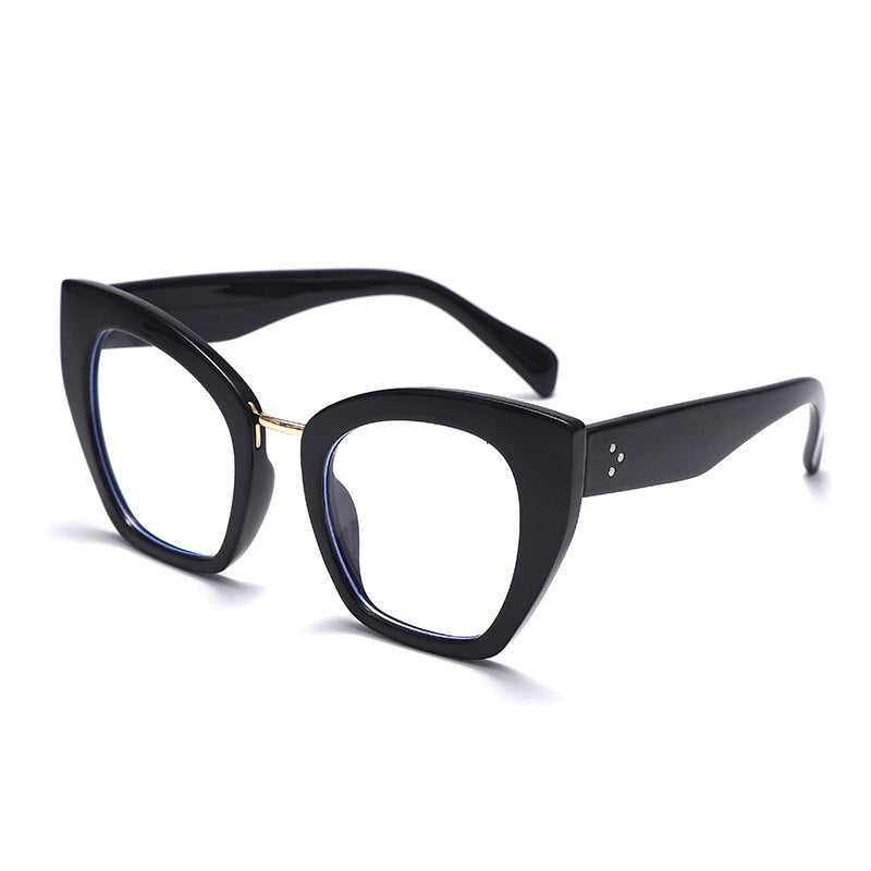 Square Cat Eye Optical Glasses Frames Anti Blue Light Blocking Glasses Women Oversized Computer Eyeglasses Unisex Eyewear