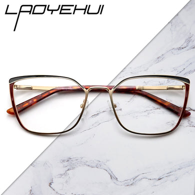 Square Cat Eye Optical Prescription Eyeglasses Frames Clear Metal Women's Glasses Without Diopters  Brand Designer