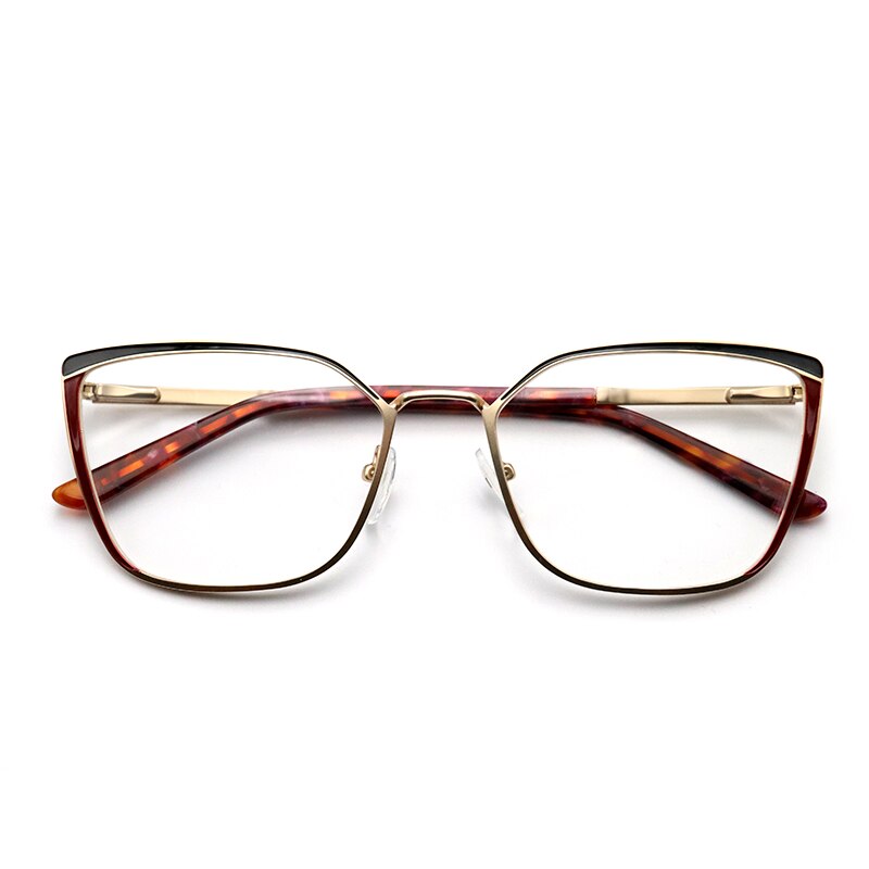 Square Cat Eye Optical Prescription Eyeglasses Frames Clear Metal Women's Glasses Without Diopters  Brand Designer