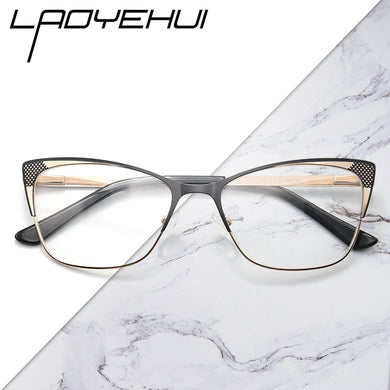 Square Cat Eye Women Prescription Eyeglasses Men Rectangle Metal Fake Glasses Without Diopters Retro Decorative Eyewear Frames