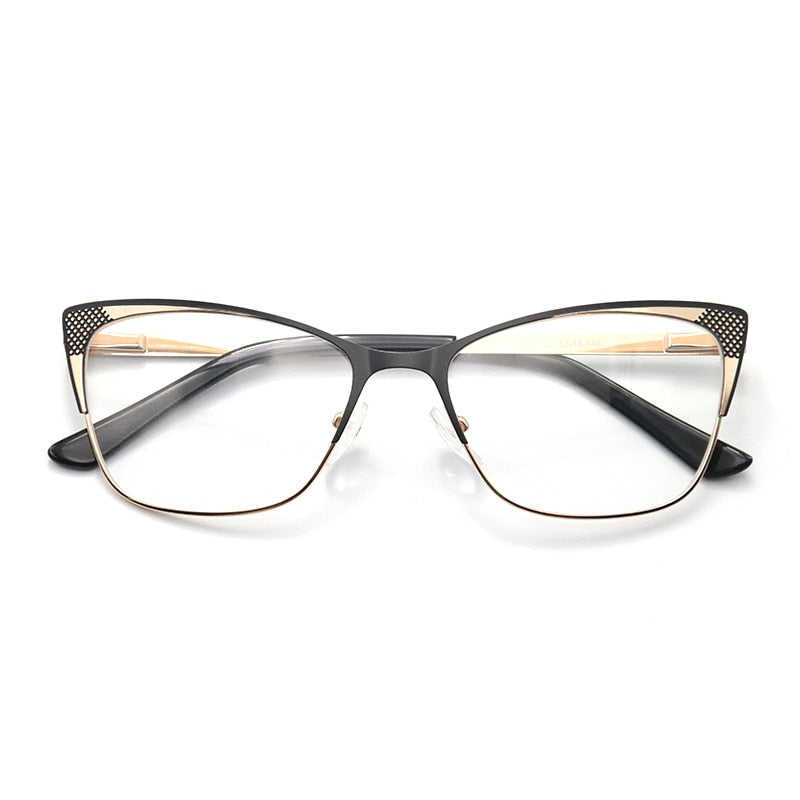 Square Cat Eye Women Prescription Eyeglasses Men Rectangle Metal Fake Glasses Without Diopters Retro Decorative Eyewear Frames