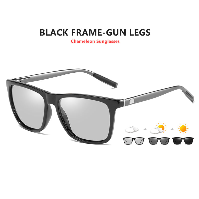 Square Chameleon Design Sunglasses Men Polarized Photochromic Glasses Women Day&Night Safety Driving Eyewear Anti-Glare UV400