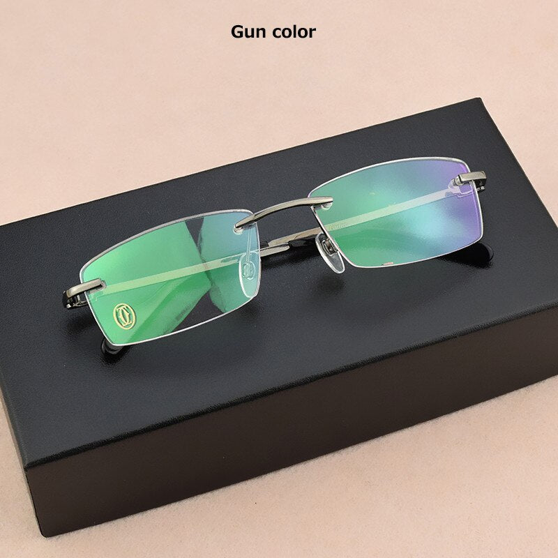 Square Frameless titanium glasses frame men optical glasses frame women Retro eyeglasses frame Women's spectacle frames Men's