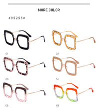 Carica l'immagine nel visualizzatore di Gallery, Occhiali da vista quadrati con bordo spesso e bordo spesso in marmo colorato Occhiali da vista UV400 Occhiali trasparenti unisex 