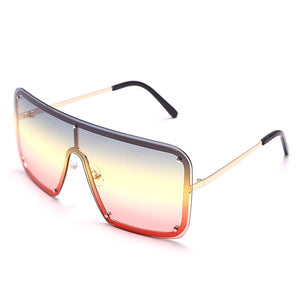 Square Goggle Sunglasses One Piece Women Sunglasses Oversized Rimless Glasses Men Brand Designer Eyeglass Oculos De Sol Feminino