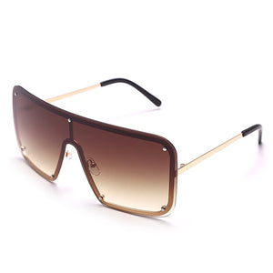 Square Goggle Sunglasses One Piece Women Sunglasses Oversized Rimless Glasses Men Brand Designer Eyeglass Oculos De Sol Feminino