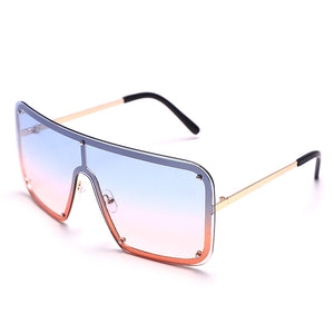 Square Goggle Sunglasses One Piece Women Sunglasses Oversized Rimless Glasses Men Brand Designer Eyeglass Oculos De Sol Feminino
