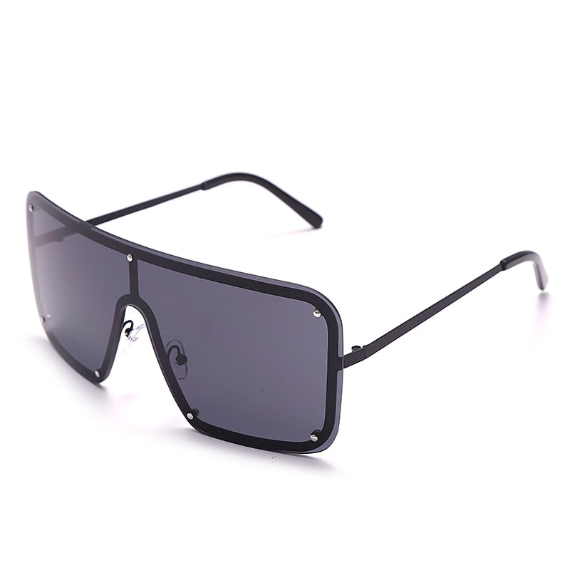 Square Goggle Sunglasses One Piece Women Sunglasses Oversized Rimless Glasses Men Brand Designer Eyeglass Oculos De Sol Feminino