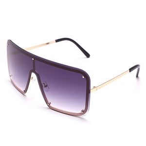 Square Goggle Sunglasses One Piece Women Sunglasses Oversized Rimless Glasses Men Brand Designer Eyeglass Oculos De Sol Feminino