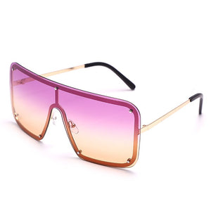 Square Goggle Sunglasses One Piece Women Sunglasses Oversized Rimless Glasses Men Brand Designer Eyeglass Oculos De Sol Feminino