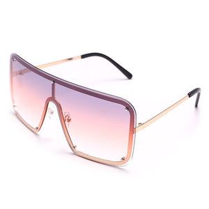 Square Goggle Sunglasses One Piece Women Sunglasses Oversized Rimless Glasses Men Brand Designer Eyeglass Oculos De Sol Feminino