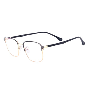 Square Male Full Rim Metal Black Large Size Glasses Frame With TR90 Temple For Myopia Reading Multifocal Lenses