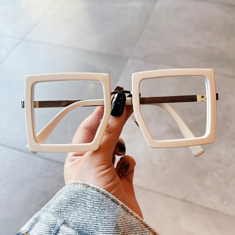 Square Oversized Alloy Sun Glasses Frames Anti Blue Light Glasses Men Women Solid Optical Computer Optical Lunette De Vue Femme