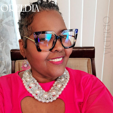 Square Oversized Frame Anti-Blue Light Glasses Ladies Transparent Flat Glasses Can Be Equipped With Myopia Glasses Hot