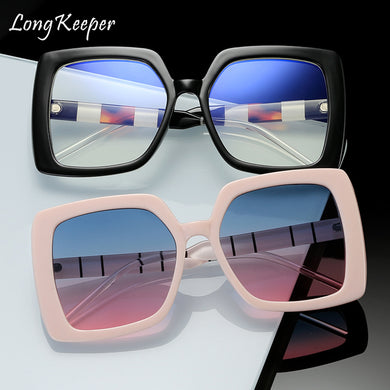 Square Oversized Sunglasses Women 2023  Brand Clear Lens Glasses Frame Male Gradient Big Frame Vintage Eyewear UV400