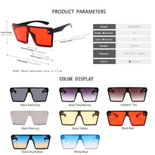 Carica l&#39;immagine nel visualizzatore di Gallery, Occhiali da sole quadrati oversize da donna Retro montatura grande Occhiali da sole da guida Flat Top Gafas Marca Rice Design Ombra congiunti UV400 