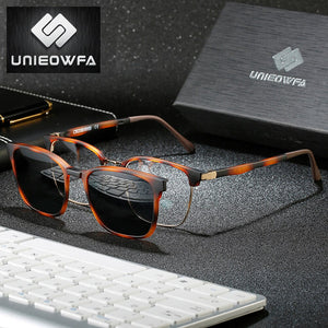 Square Polarized Magnet Clip on Glasses Frame Men Prescription Optical Eyeglasses Frame Myopia 3 in 1 Night Vision Sunglasses