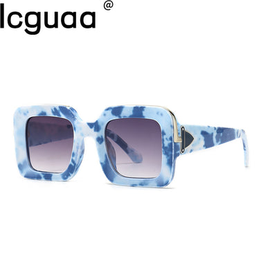 Occhiali da sole da uomo con montatura spessa retrò oversize quadrati di marca Occhiali da sole da uomo con tonalità a specchio rettangolari sfumate 