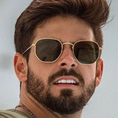 Square Retro Sunglasses Men Classic Vintage Sun Glasses Male Brand Designer Eyeglasses Small Frame Metal Oculos De Sol