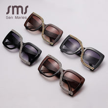 Load image into Gallery viewer, Square Rhinestone Sunglasses Women 2023  Vintage Oversized Sunglasses Unique One Piece Diamond Glasses Shades gafas de sol