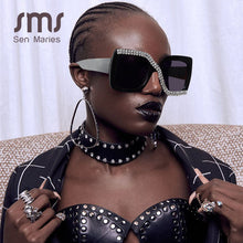 Load image into Gallery viewer, Square Rhinestone Sunglasses Women  Vintage Oversized Sunglasses Unique One Piece Diamond Glasses Shades gafas de sol