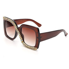Load image into Gallery viewer, Square Rhinestone Sunglasses Women  Vintage Oversized Sunglasses Unique One Piece Diamond Glasses Shades gafas de sol
