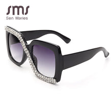 Load image into Gallery viewer, Square Rhinestone Sunglasses Women  Vintage Oversized Sunglasses Unique One Piece Diamond Glasses Shades gafas de sol