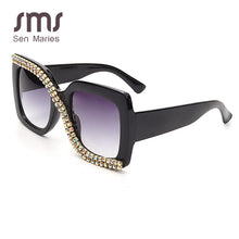 Load image into Gallery viewer, Square Rhinestone Sunglasses Women  Vintage Oversized Sunglasses Unique One Piece Diamond Glasses Shades gafas de sol