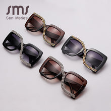 Load image into Gallery viewer, Square Rhinestone Sunglasses Women  Vintage Oversized Sunglasses Unique One Piece Diamond Glasses Shades gafas de sol