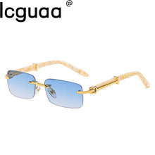 Load image into Gallery viewer, Square Rimless Pink Blue Green Sun Glasses For Men 2023  Designer Rectangle Hip Hop Cool Sunglasses Men Sunglasses