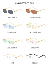 Load image into Gallery viewer, Square Rimless Pink Blue Green Sun Glasses For Men 2023  Designer Rectangle Hip Hop Cool Sunglasses Men Sunglasses