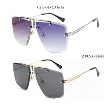 Carica l'immagine nel visualizzatore di Gallery, Occhiali da sole quadrati senza montatura da uomo 2022 Occhiali da sole estivi Tonalità classiche di marca per le donne UV400 zonnebril Eyewear 