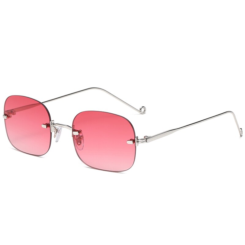 Square Rimless Sunglasses Women Vintage Sun Glasses Retro Small Frame Summer Style Female uv400 Blue Gradient Eyeglass