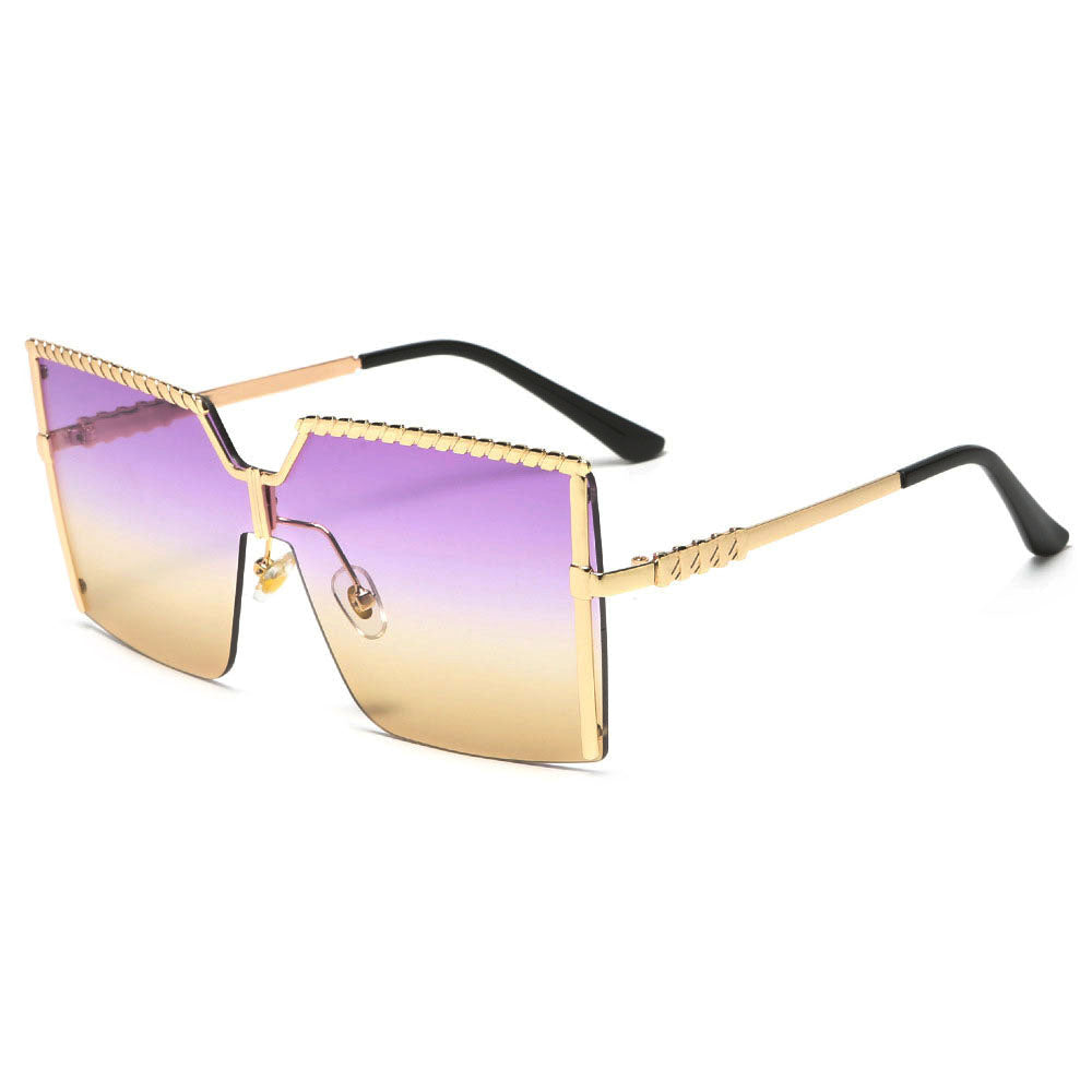 Square Semi-Rimless Sunglasses For Women Mens UV400 Gradient Sun Glasses 2023 Influencer Fashionable Trendy Women's