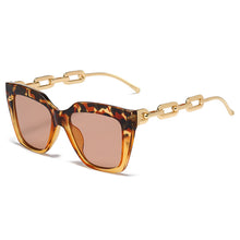 Load image into Gallery viewer, Square Summer Beach Sunglasses UV400 2023 Flat Top Cat Eyes Vintage Outfit Sunscreen Gold Chain Sun Glasses