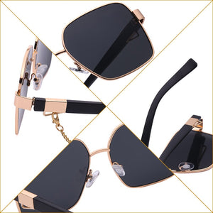 Square Sunglasses Women 2023  Brand Designer Black Punk Sun Glasses For Men With A Box And Chain Steampunk Sunglass