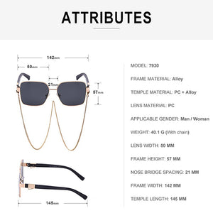 Square Sunglasses Women 2023  Brand Designer Black Punk Sun Glasses For Men With A Box And Chain Steampunk Sunglass