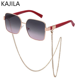 Square Sunglasses Women 2023  Brand Designer Black Punk Sun Glasses For Men With A Box And Chain Steampunk Sunglass
