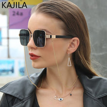Load image into Gallery viewer, Square Sunglasses Women 2023  Brand Designer Black Punk Sun Glasses For Men With A Box And Chain Steampunk Sunglass
