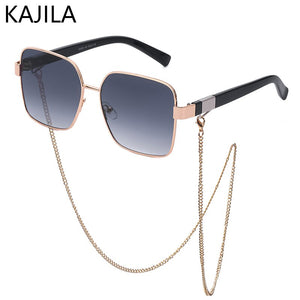 Square Sunglasses Women 2023  Brand Designer Black Punk Sun Glasses For Men With A Box And Chain Steampunk Sunglass