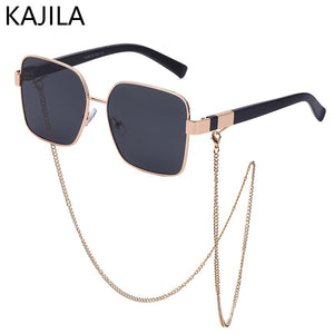 Square Sunglasses Women 2023  Brand Designer Black Punk Sun Glasses For Men With A Box And Chain Steampunk Sunglass