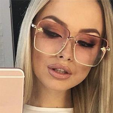 Square Sunglasses Women Brand Designer Gradient Sun Glasses Female Classic Retro Little Bee Frameless Ladies Oculos De Sol