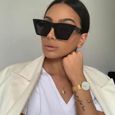 Square Sunglasses Women Brand Designer Retro Big Frame Sun Glasses Female Vintage Black Cat Eye Lunettes De Soleil Femmes