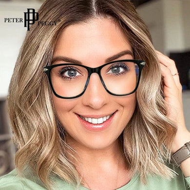 Square Transparent Anti Bule Ligth Glasses Metal Frame Women Computer Optical Blue Light Bezel Clear Glasses