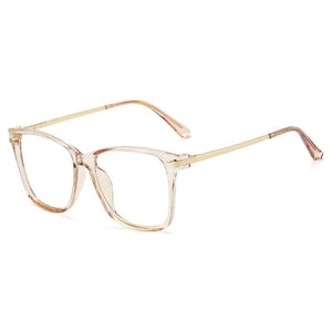 Square Transparent Anti Bule Ligth Glasses Metal Frame Women Computer Optical Blue Light Bezel Clear Glasses