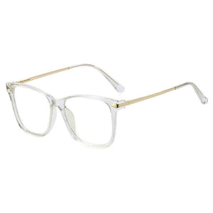 Square Transparent Anti Bule Ligth Glasses Metal Frame Women Computer Optical Blue Light Bezel Clear Glasses
