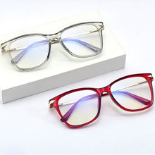 Load image into Gallery viewer, Square Transparent Anti Bule Ligth Glasses Metal Frame Women Computer Optical Blue Light Bezel Clear Glasses