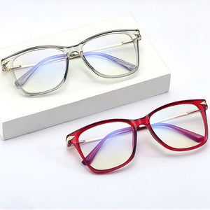 Square Transparent Anti Bule Ligth Glasses Metal Frame Women Computer Optical Blue Light Bezel Clear Glasses