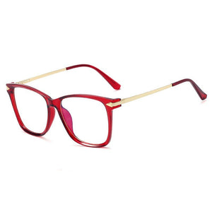 Square Transparent Anti Bule Ligth Glasses Metal Frame Women Computer Optical Blue Light Bezel Clear Glasses